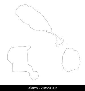 Vector map Saint Kitts and Nevis and Buster. Isolated vector Illustration. Outline. EPS 10 Illustration. Stock Vector