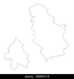 Vector map Serbia and Belgrade. Isolated vector Illustration. Outline. EPS 10 Illustration. Stock Vector
