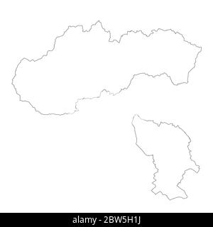 Vector map Slovakia and Bratislava. Country and capital. Isolated vector Illustration. Outline. EPS 10 Illustration. Stock Vector