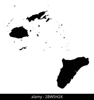 Fiji Country Map. Black silhouette and outline isolated on white ...