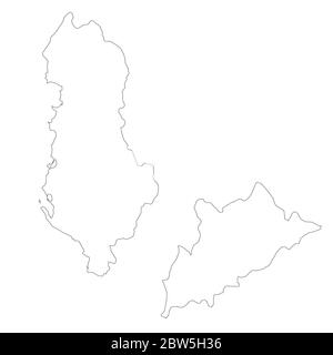 Vector map Albania and Tirana. Country and capital. Isolated vector Illustration. Outline. EPS 10 Illustration. Stock Vector