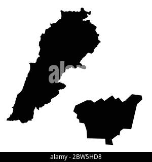 Vector map Lebanon and Beirut. Country and capital. Isolated vector Illustration. Black on White background. EPS 10 Illustration. Stock Vector