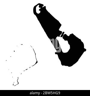 Vector map Tuvalu and Funafuti. Country and capital. Isolated vector Illustration. Black on White background. EPS 10 Illustration. Stock Vector