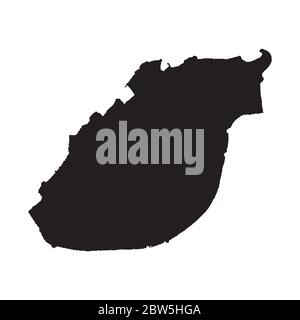 Vector map El Kuwait. Country and capital. Isolated vector Illustration. Black on White background. EPS 10 Illustration. Stock Vector