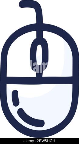 Computer mouse hand drawn outline doodle icon. Flat cartoon controller for video or computer game vector illustration Stock Vector