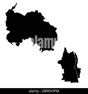 Vector map South Ossetia and Tskhinval. Country and capital. Isolated vector Illustration. Black on White background. EPS 10 Illustration. Stock Vector