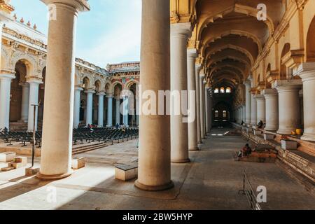 The courtyard of the grand Thirumalai Nayakkar Palace, Madurai, India Stock Photo