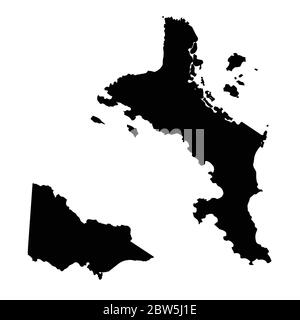 Vector map Seychelles and Victoria. Country and capital. Isolated vector Illustration. Black on White background. EPS 10 Illustration. Stock Vector