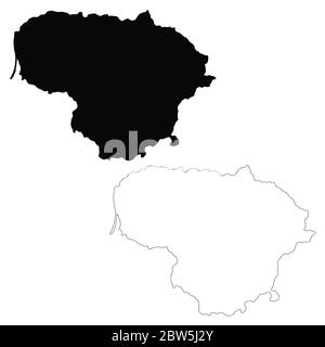 Vector map Lithuania. Isolated vector Illustration. Black on White background. EPS 10 Illustration. Stock Vector