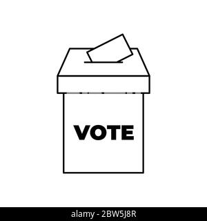 Vote box or ballot box icon isolated on white background . Outline icon Stock Vector