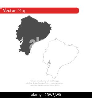 Vector map Ecuador. Isolated vector Illustration. Black on White background. EPS 10 Illustration. Stock Vector