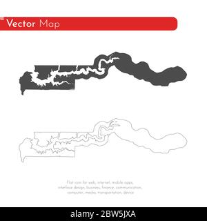 Vector map Gambia. Isolated vector Illustration. Black on White background. EPS 10 Illustration. Stock Vector