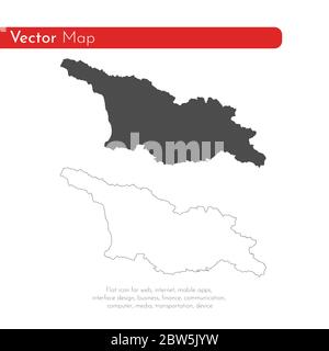 Vector map Georgia. Isolated vector Illustration. Black on White background. EPS 10 Illustration. Stock Vector