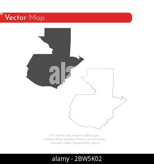 Vector map Guatemala. Isolated vector Illustration. Black on White background. EPS 10 Illustration. Stock Vector