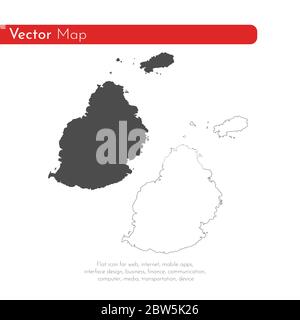 Vector map Mauritius. Isolated vector Illustration. Black on White background. EPS 10 Illustration. Stock Vector