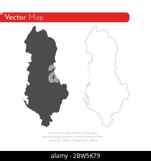 Vector map Albania. Isolated vector Illustration. Black on White background. EPS 10 Illustration. Stock Vector