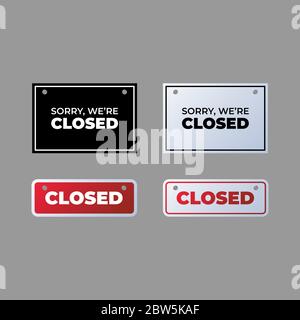 Closed sign icon set vector. Simple design on gray background. Stock Vector