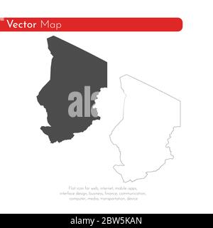 Vector map Chad. Isolated vector Illustration. Black on White background. EPS 10 Illustration. Stock Vector