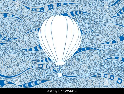 Hot air balloon hand drawn vector illustration. Vintage aerostat sketch drawing on doodle background. Stock Vector