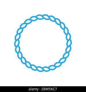 Round marine rope frame for photo or text. Vintage framework isolated on white background. Twisted rope circle border for decoration. Rope Frame simpl Stock Vector