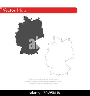 Vector map Germany. Isolated vector Illustration. Black on White background. EPS 10 Illustration. Stock Vector