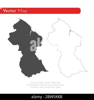 Vector map Guyana. Isolated vector Illustration. Black on White background. EPS 10 Illustration. Stock Vector