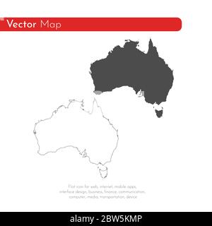 Vector map Australia. Isolated vector Illustration. Black on White background. EPS 10 Illustration. Stock Vector