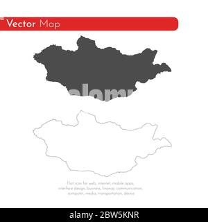 Vector map Mongolia. Isolated vector Illustration. Black on White background. EPS 10 Illustration. Stock Vector