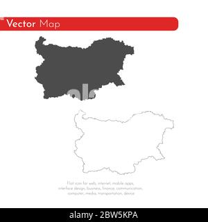 Vector map Bulgaria. Isolated vector Illustration. Black on White background. EPS 10 Illustration. Stock Vector