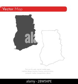 Vector map Ghana. Isolated vector Illustration. Black on White background. EPS 10 Illustration. Stock Vector