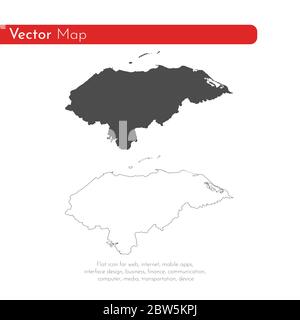 Vector map Honduras. Isolated vector Illustration. Black on White background. EPS 10 Illustration. Stock Vector