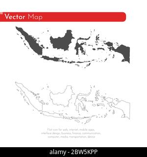 Vector map Indonesia. Isolated vector Illustration. Black on White background. EPS 10 Illustration. Stock Vector