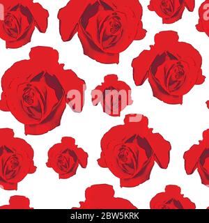 Seamless Floral Red Roses Pattern. Vector Illustration. Floral background. Stock Vector