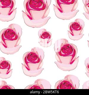 Seamless Floral Pink Roses Pattern. Vector Illustration. Floral background. Stock Vector
