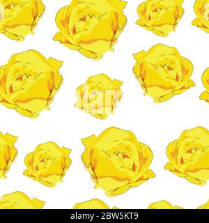 Seamless Floral Yellow Roses Pattern. Vector Illustration. Floral background. Stock Vector