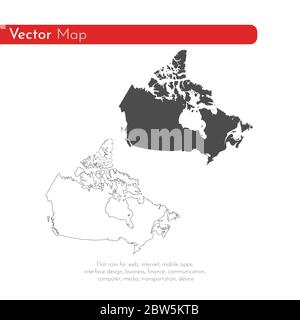 Vector map Canada. Isolated vector Illustration. Black on White background. EPS 10 Illustration. Stock Vector