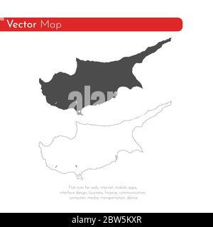 Vector map Cyprus. Isolated vector Illustration. Black on White background. EPS 10 Illustration. Stock Vector