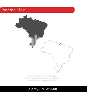 Vector map Brazil. Isolated vector Illustration. Black on White background. EPS 10 Illustration. Stock Vector
