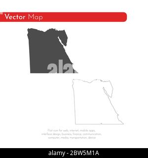 Vector map Egypt. Isolated vector Illustration. Black on White background. EPS 10 Illustration. Stock Vector