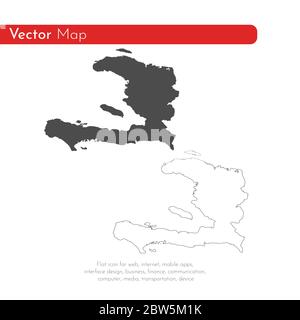 Vector map Haiti. Isolated vector Illustration. Black on White background. EPS 10 Illustration. Stock Vector