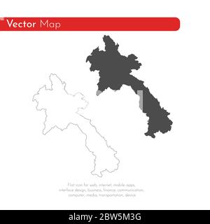 Vector map Laos. Isolated vector Illustration. Black on White background. EPS 10 Illustration. Stock Vector