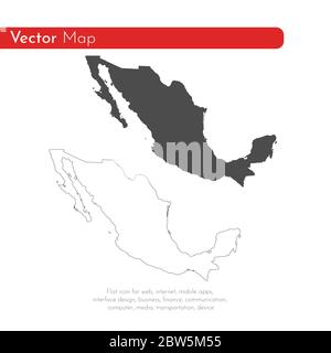 Vector map Mexico. Isolated vector Illustration. Black on White background. EPS 10 Illustration. Stock Vector