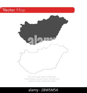 Vector map Hungary. Isolated vector Illustration. Black on White background. EPS 10 Illustration. Stock Vector