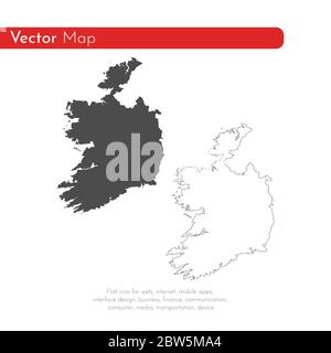 Vector map Ireland. Isolated vector Illustration. Black on White background. EPS 10 Illustration. Stock Vector