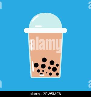 Bubble or pearl milk tea or boba flat vector color icon for food apps and websites Stock Vector