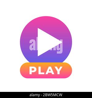 Play button icon in trendy flat style isolated on white background. Play symbol for your web site design, logo, app, UI. Vector illustration, EPS10. Stock Vector