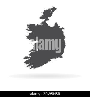 Vector map Ireland. Isolated vector Illustration. Black on White background. EPS 10 Illustration. Stock Vector