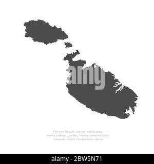 Vector map Malta. Isolated vector Illustration. Black on White background. EPS 10 Illustration. Stock Vector