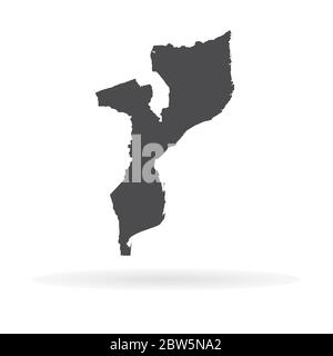 Vector map Mozambique. Isolated vector Illustration. Black on White background. EPS 10 Illustration. Stock Vector