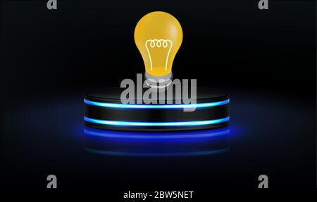 Abstract technology bulb on digital podium stand Stock Vector